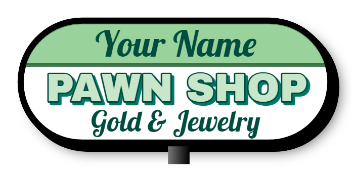 Pawn Shop Double Faced Lit Shape Cabinet Sign