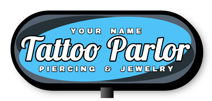 Tattoo Parlor Double Faced Lit Shaped Cabinet Sign