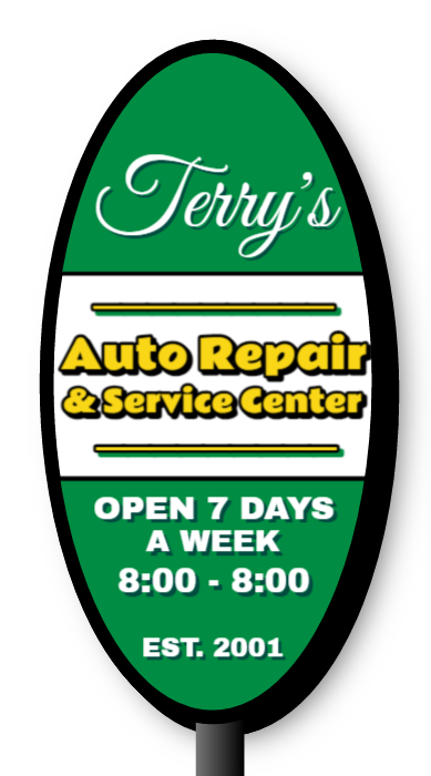 Auto Repair & Service Center Double Faced Lit Shaped Cabinet Sign