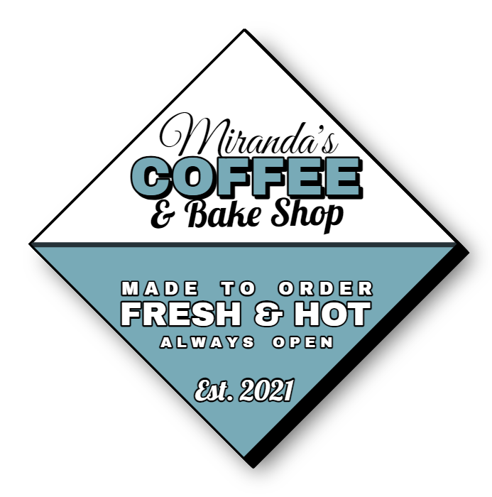 Miranda's Coffee & Bake Shop Lit Shape Sign