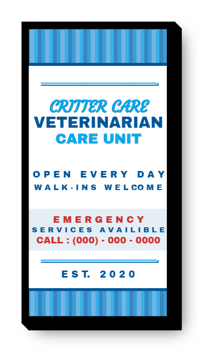 Critter Care Veterinarian Care Unit Single Face Lit Cabinet Sign