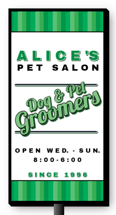 Dog & Pet Groomers Double Face Lit Cabinet Sign