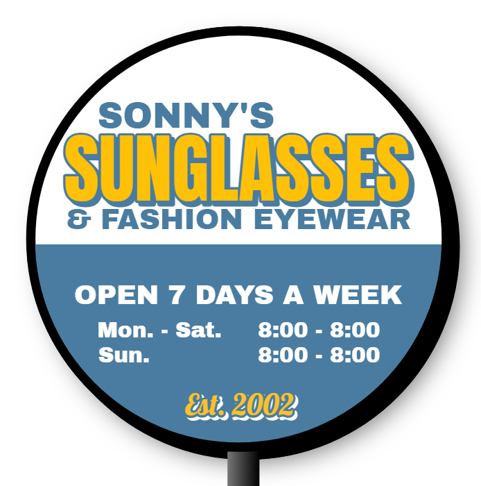 Sonny's Sunglasses & Fashion Eyewear Double Faced Lit Shaped Cabinet Sign