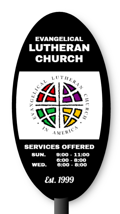 Lutheran Church Double Faced Lit Shaped Cabinet Sign