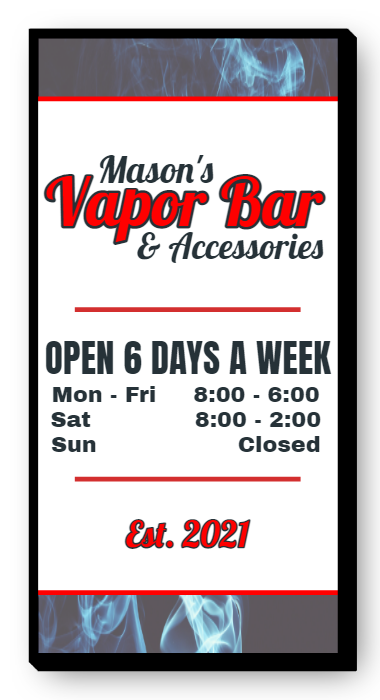 Vapor Bar Single Face Lit Cabinet Sign