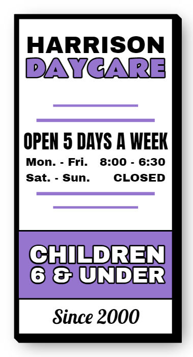 Harrison Daycare Single Face Lit Cabinet Sign