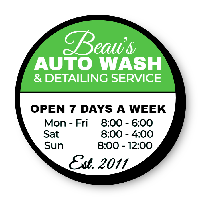 Beau's Auto Wash Single Face Lit Shaped Cabinet Sign