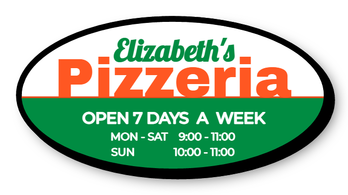 Elizabeth's Pizzeria Single Face Lit Shaped Cabinet Sign