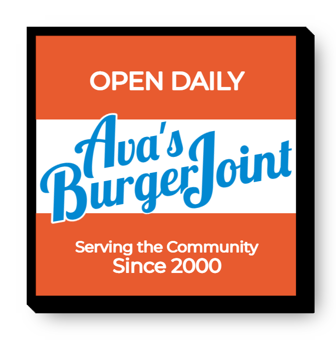 Ava's Burger Joint Single Face Lit Cabinet Sign