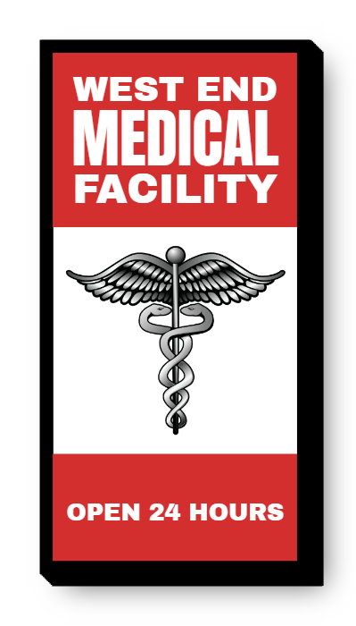 West End Medical Facility Single Face Lit Cabinet Sign