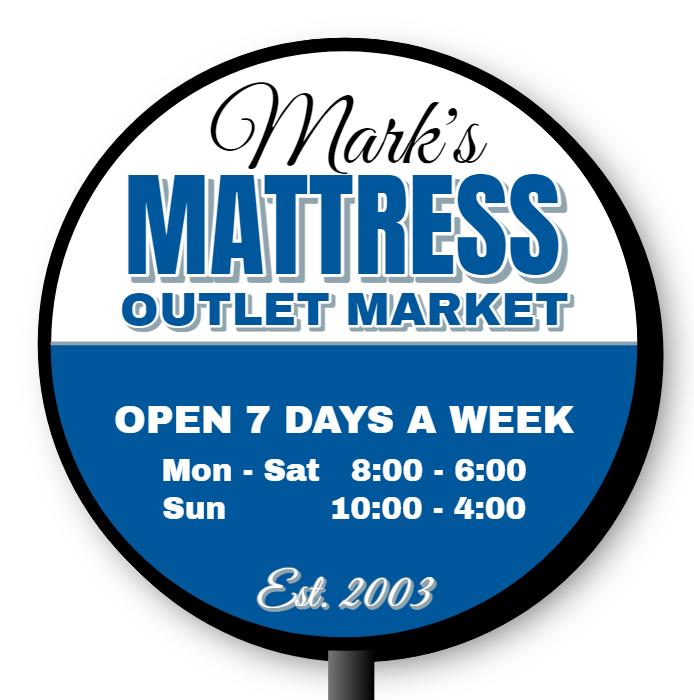 Mattress Outlet MArket Double Faced Lit Shaped Cabinet Sign