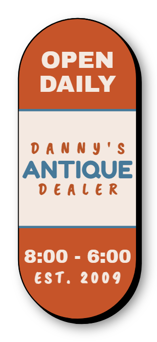 Danny's Antique Dealer Lit Shape Sign