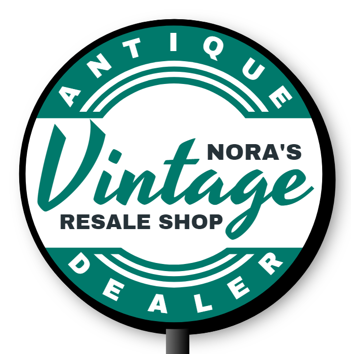 Nora's Vintage Resale Shop Antique Dealer Double Faced Lit Shaped Cabinet Sign