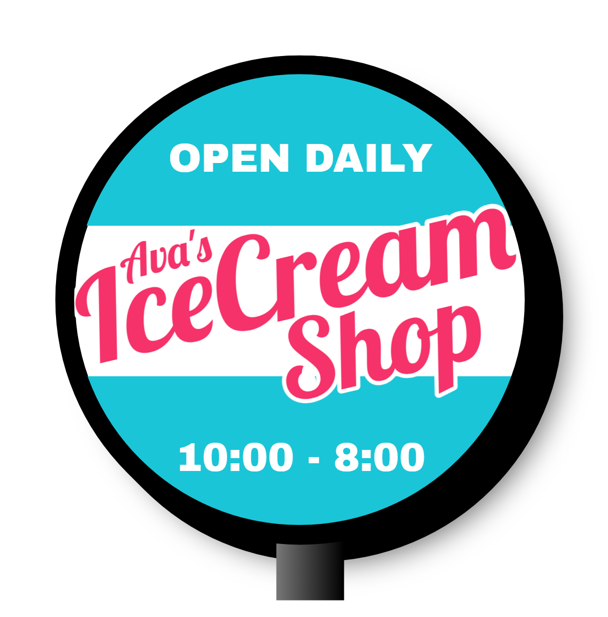 Ava's Ice Cream Shop Double Faced Lit Shaped Cabinet Sign