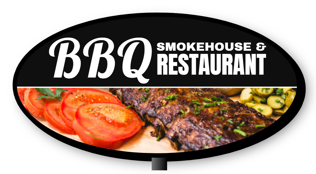 BBQ Smokehouse & Restaurant Double Faced Lit Shaped Cabinet Sign