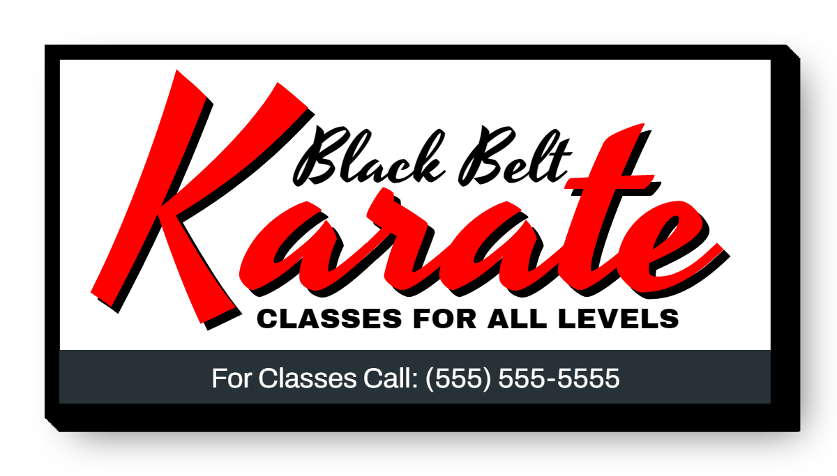 Black Belt Karate Single Face Lit Cabinet Sign