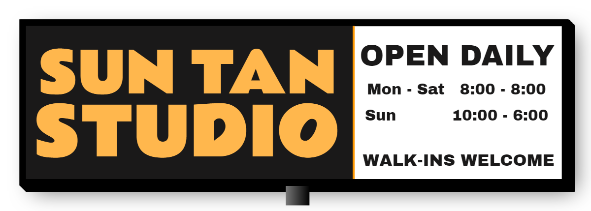 Sun Tan Studio Double Face Lit Cabinet Sign