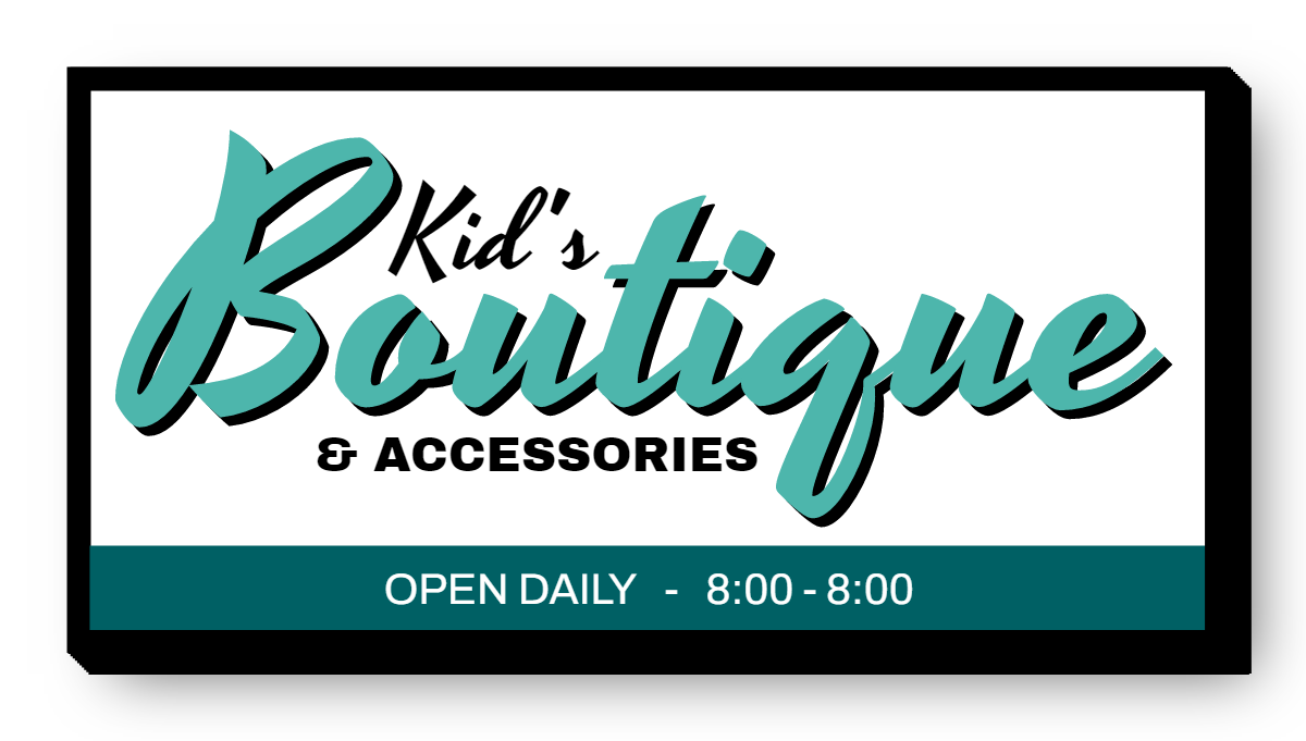 Kid's Boutique Single Face Lit Cabinet Sign