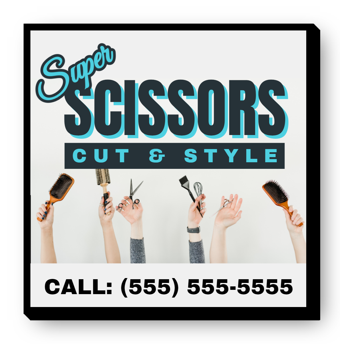 Supper Scissors Cut & Style Single Face Lit Cabinet Sign