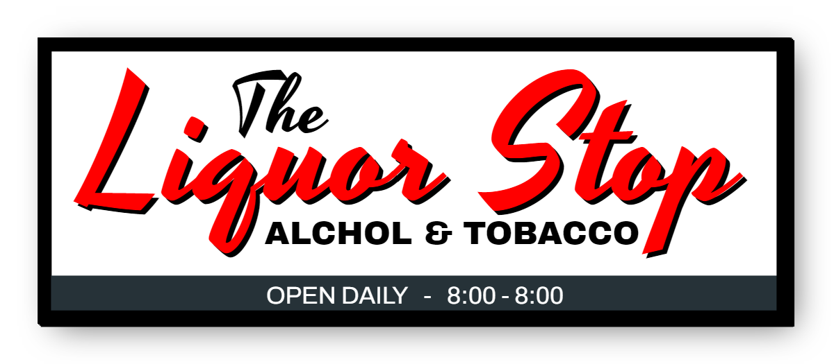 The Liquor Stop Single Face Lit Cabinet Sign