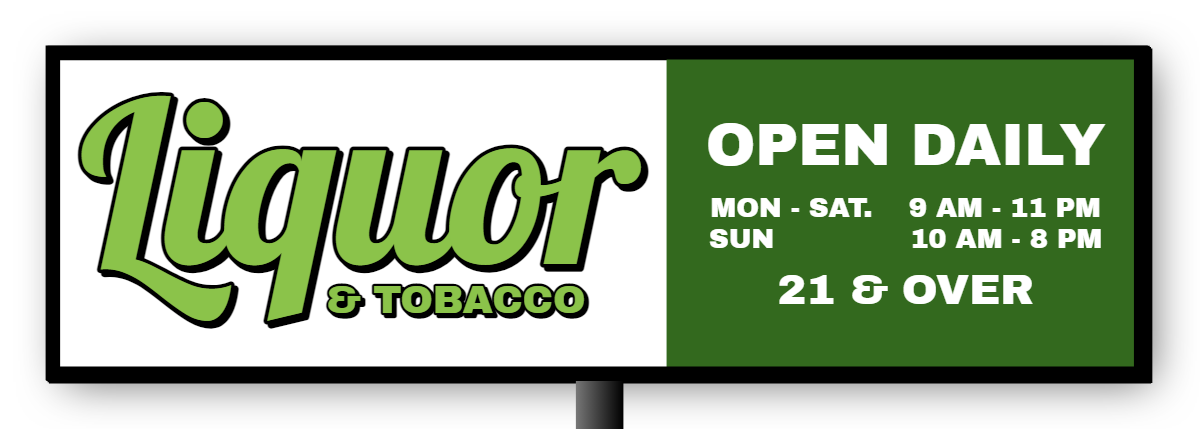 Liquor & Tobacco Double Face Lit Cabinet Sign