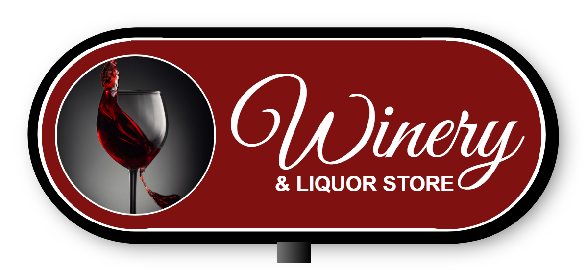 Winery & Liquor Store Double Face Lit Shaped Cabinet Sign