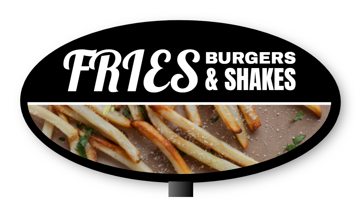 Fries Burgers & Shakes Double Faced Lit Shaped Cabinet Sign