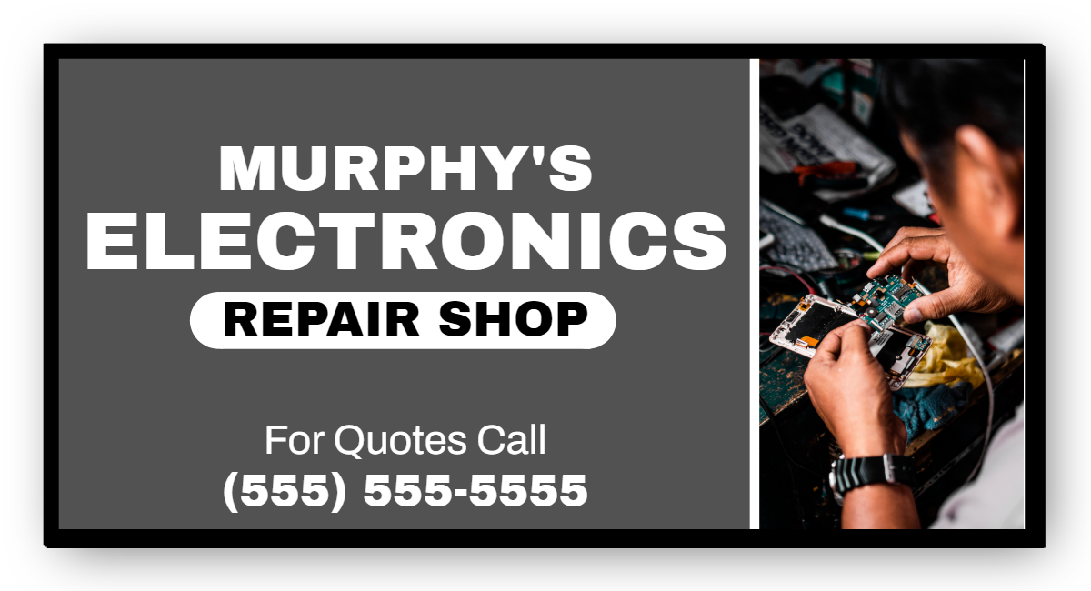 Murphy's Electronics Repair Shop Single Face Lit Cabinet Sign