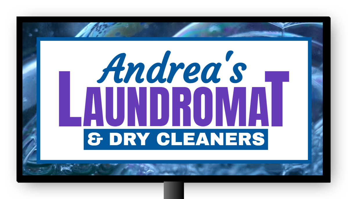 Andrea's Laundromat & Dry Cleaning Double Faced Lit Cabinet Sign