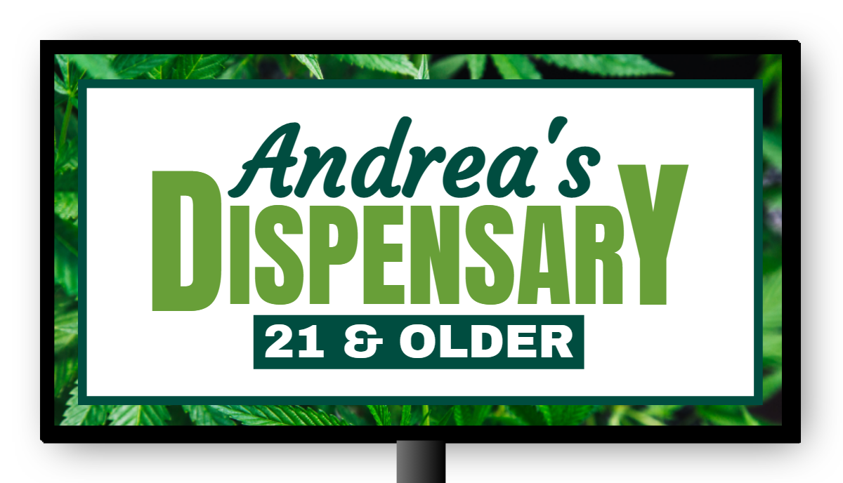 Andrea's Dispensary Double Faced Lit Cabinet Sign