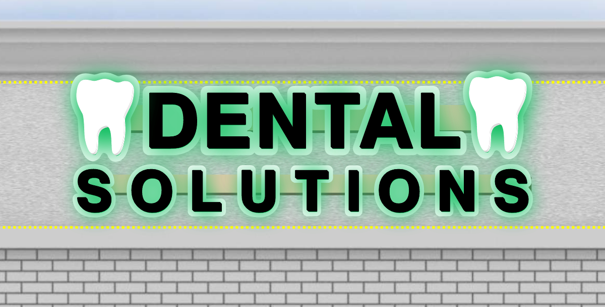 Dental Solutions Halo Lit Channel Letters & Shapes on Raceway