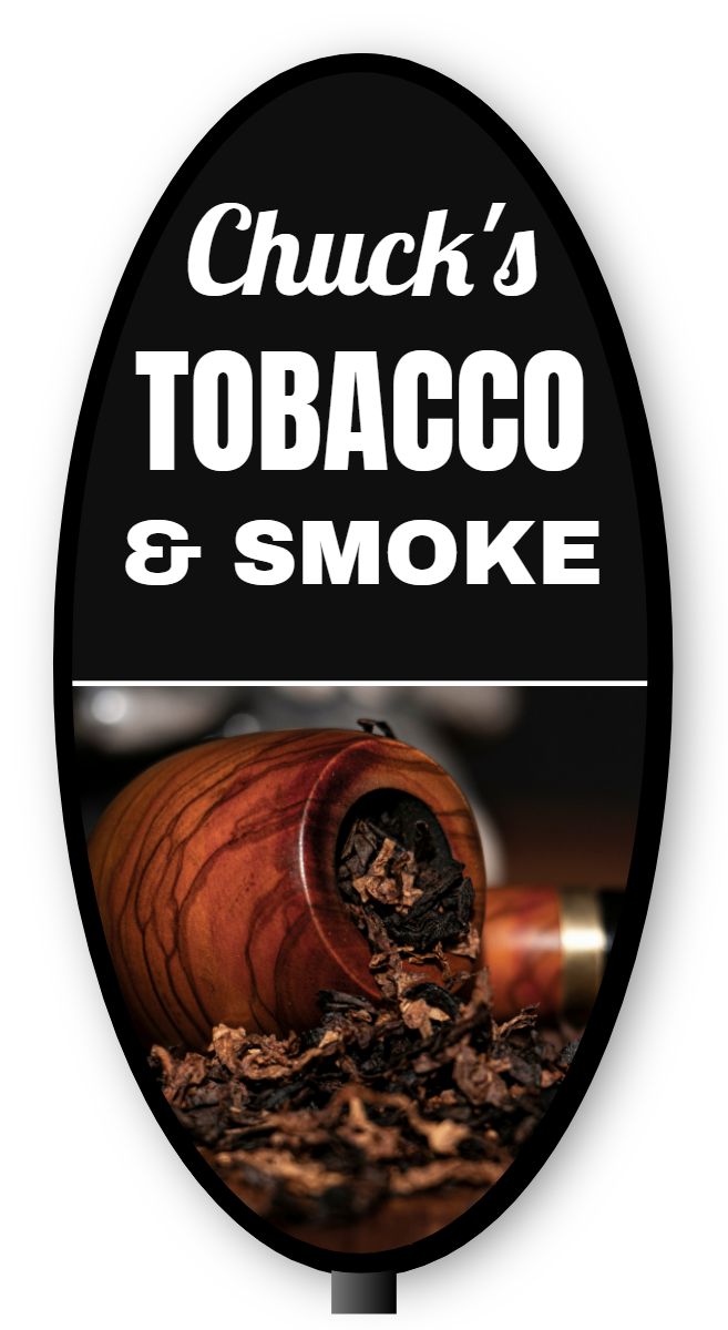 Chuck's Tobacco & Smoke Double Faced Lit Shaped Cabinet Sign