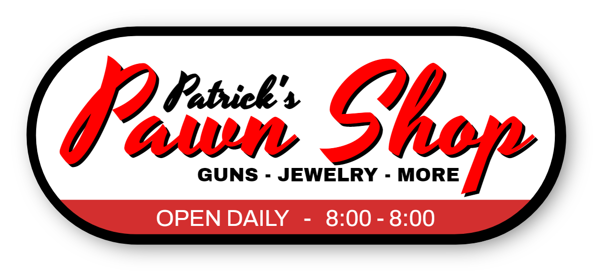 Patrick's Pawn Shop Single Face Lit Shaped Cabinet Sign