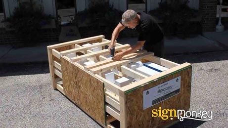 Raceway Sign Receiving and Uncrating