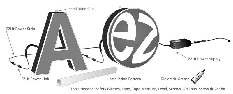 EZlit Channel Letters Installation Parts Included