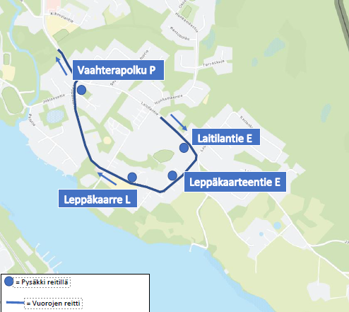 Leppäkaarteen linjareitit 2022