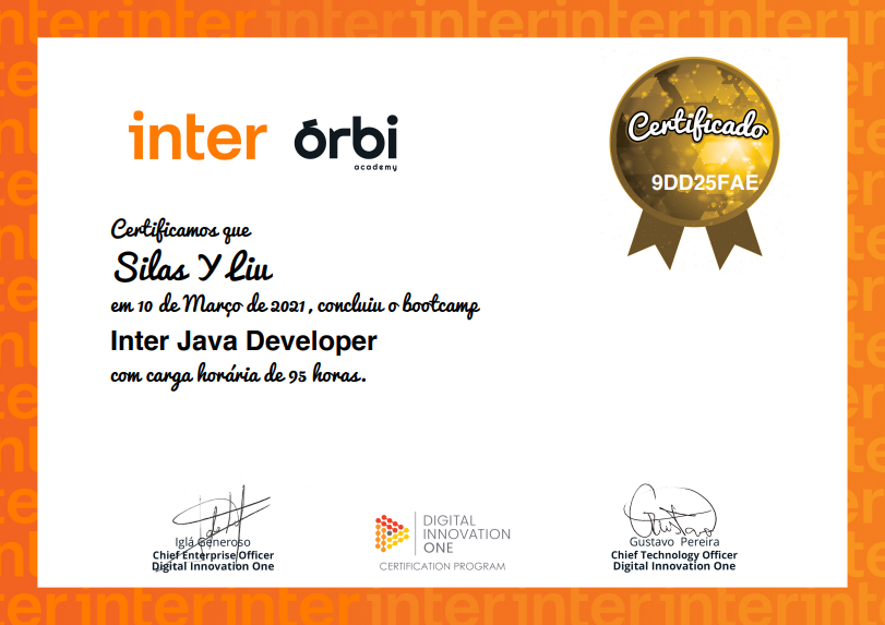 Digital Innovation One — Inter Java Developer certificate
