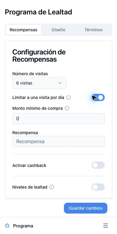 Ajustes de límite diario y monto mínimo de compra