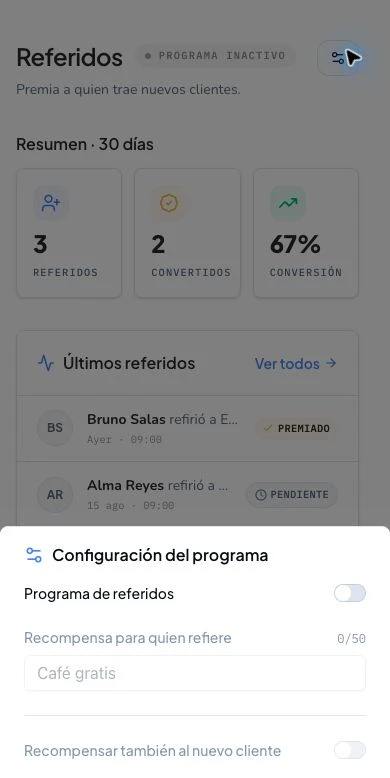 Configuración del programa de referidos