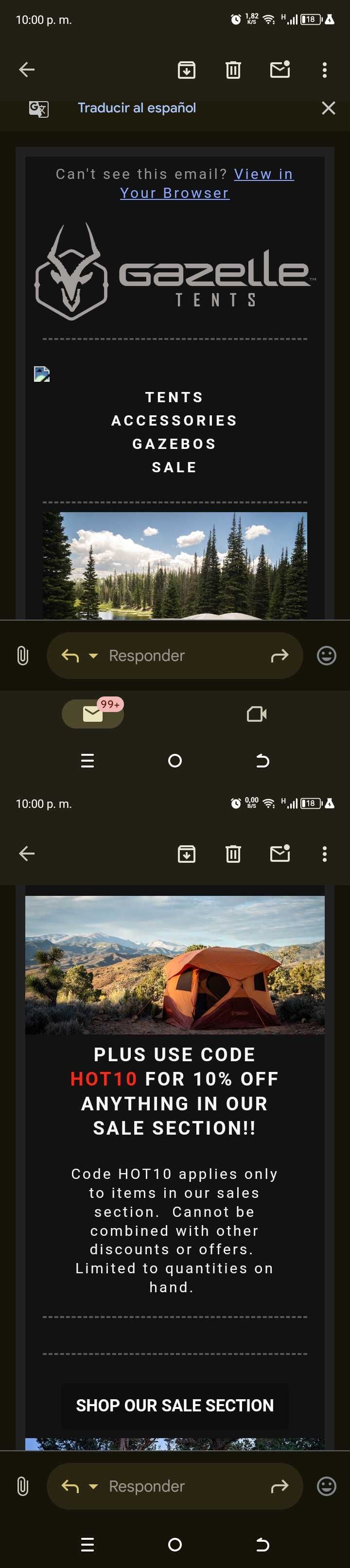 Gazelle Tents coupon verification screenshot