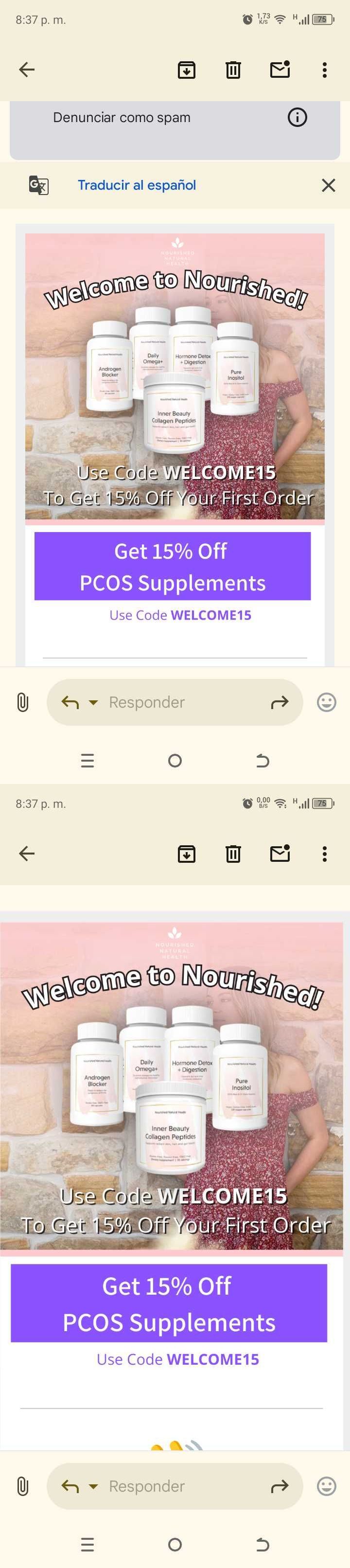 WELCOME15 coupon verification screenshot