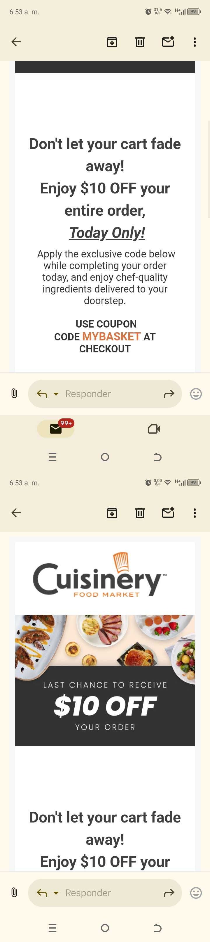 Cuisinery Food Market coupon verification screenshot