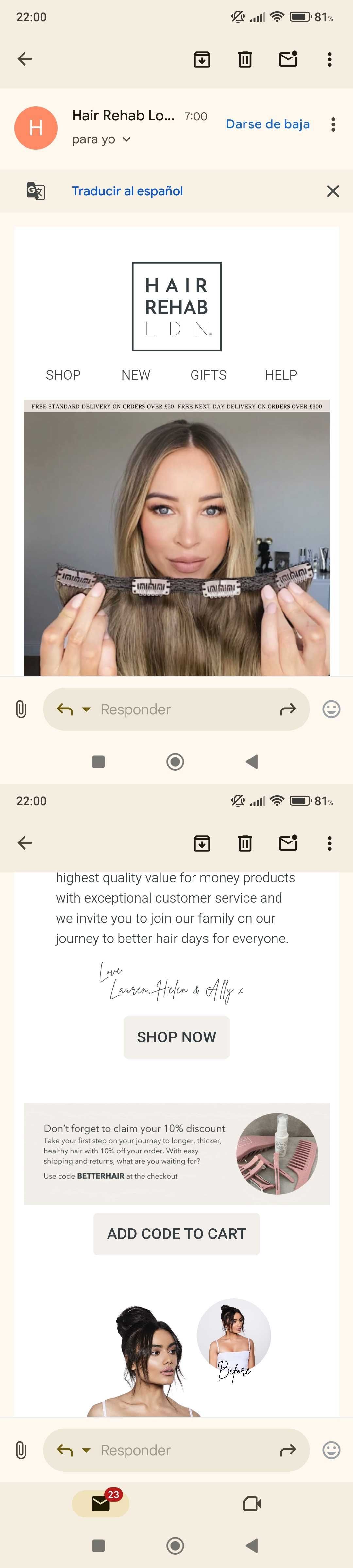 BETTERHAIR coupon verification screenshot