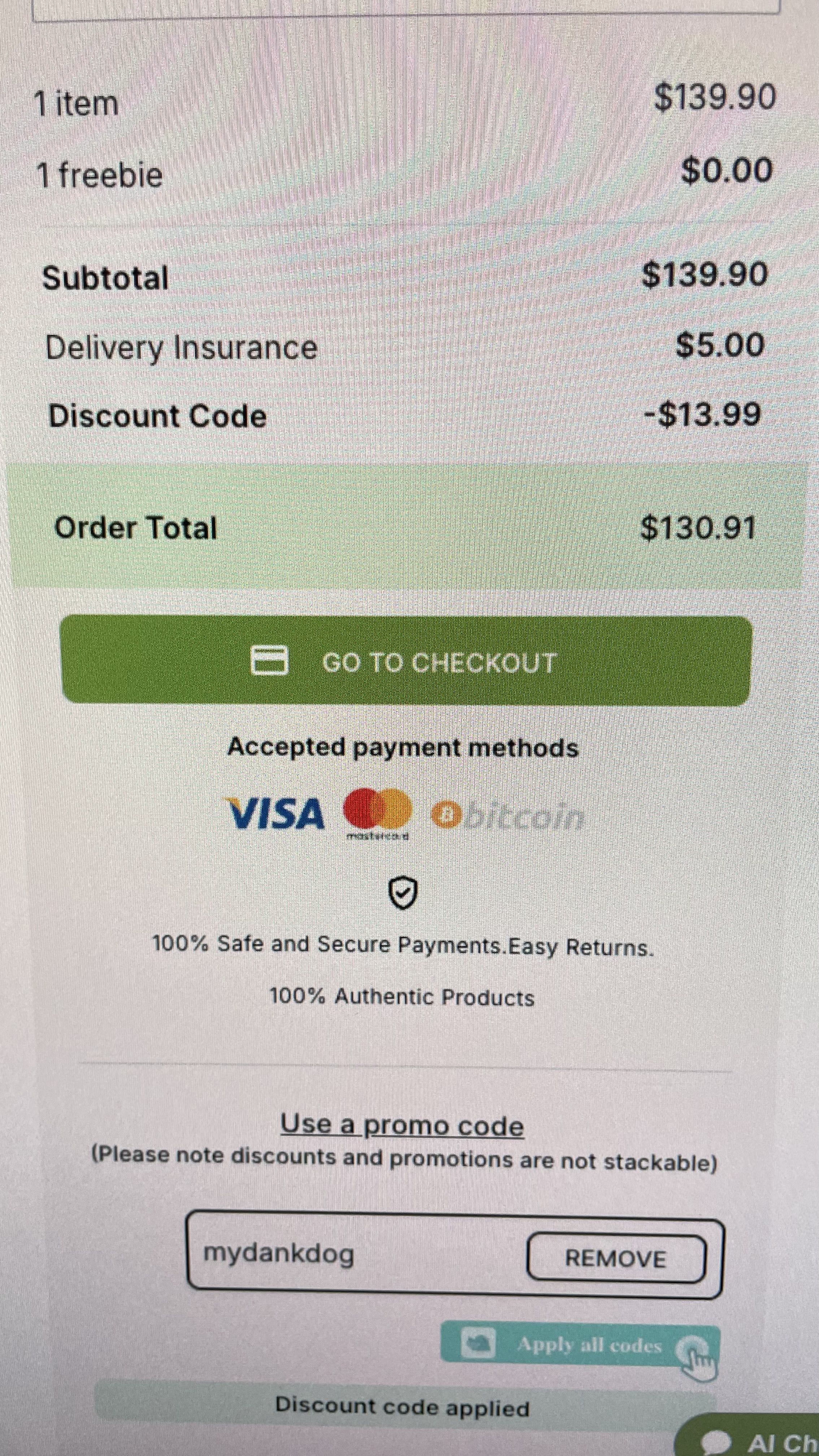 mydankdog coupon verification screenshot