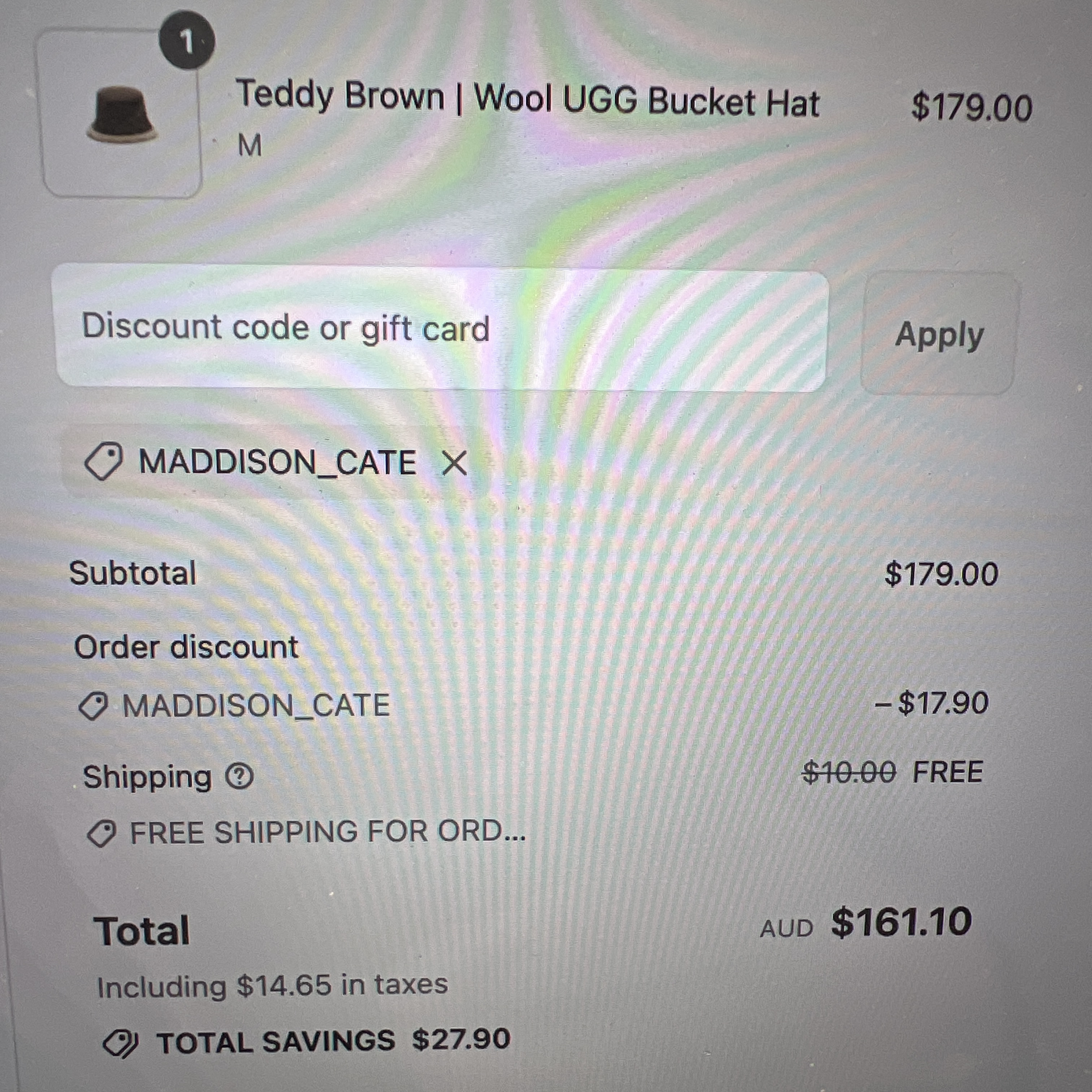 Maddison_cate coupon verification screenshot