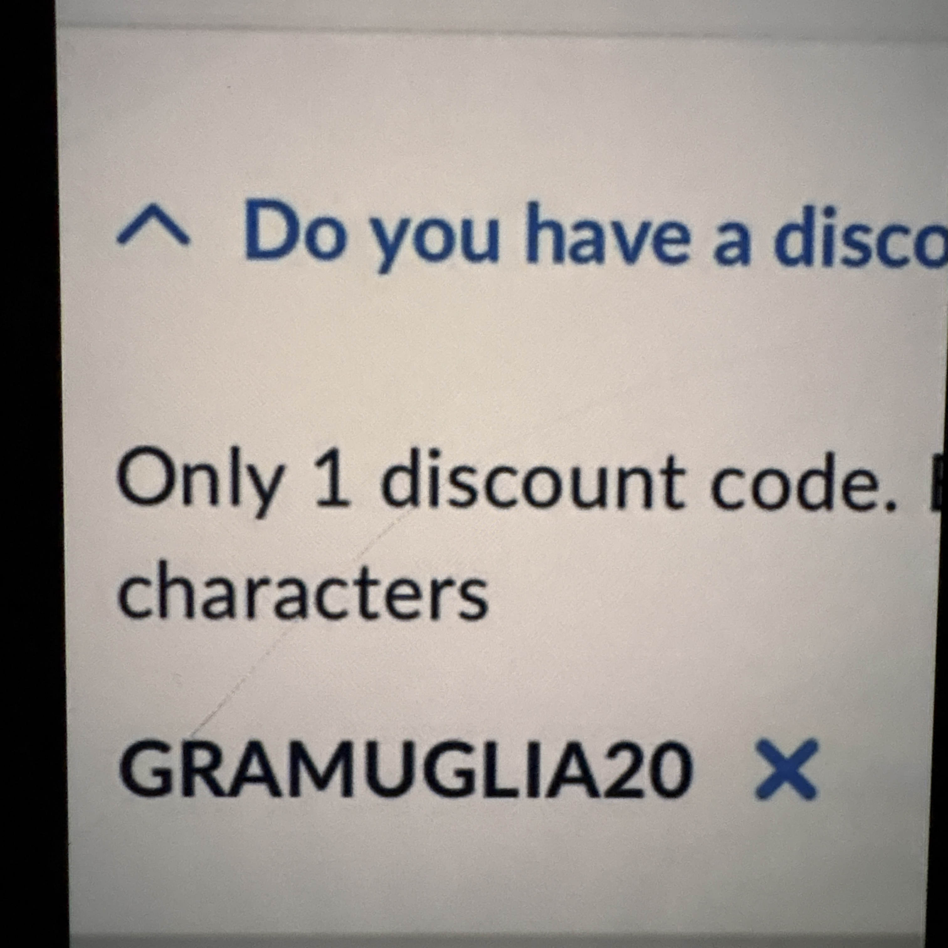 GRAMUGLIA20 coupon verification screenshot