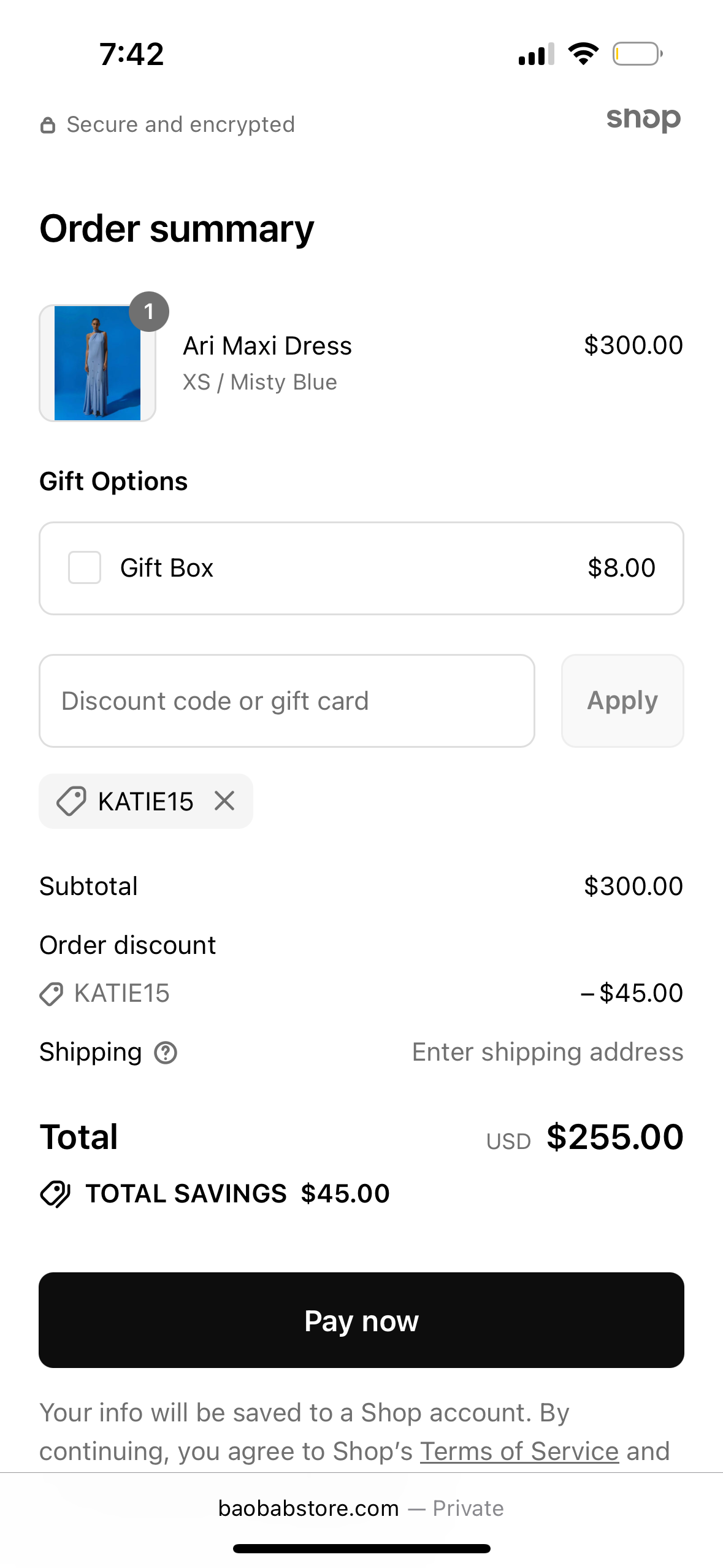 BAOBAB coupon verification screenshot