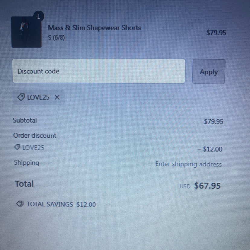 Love25 coupon verification screenshot