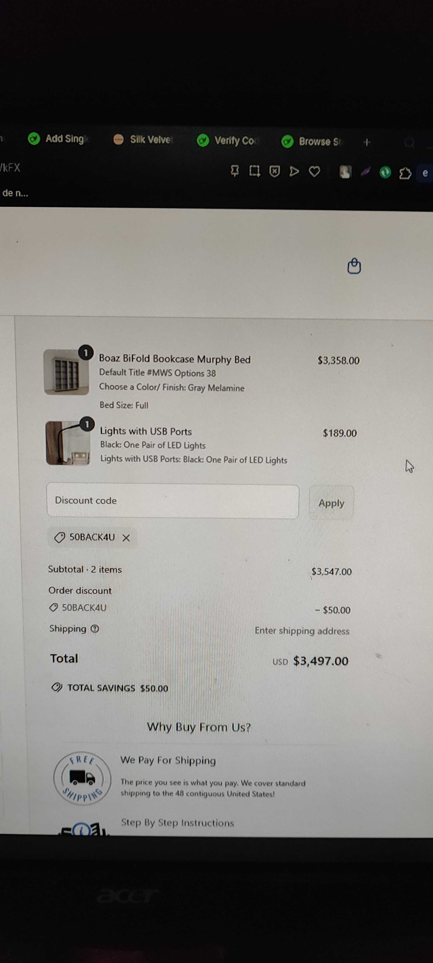 50BACK4U coupon verification screenshot