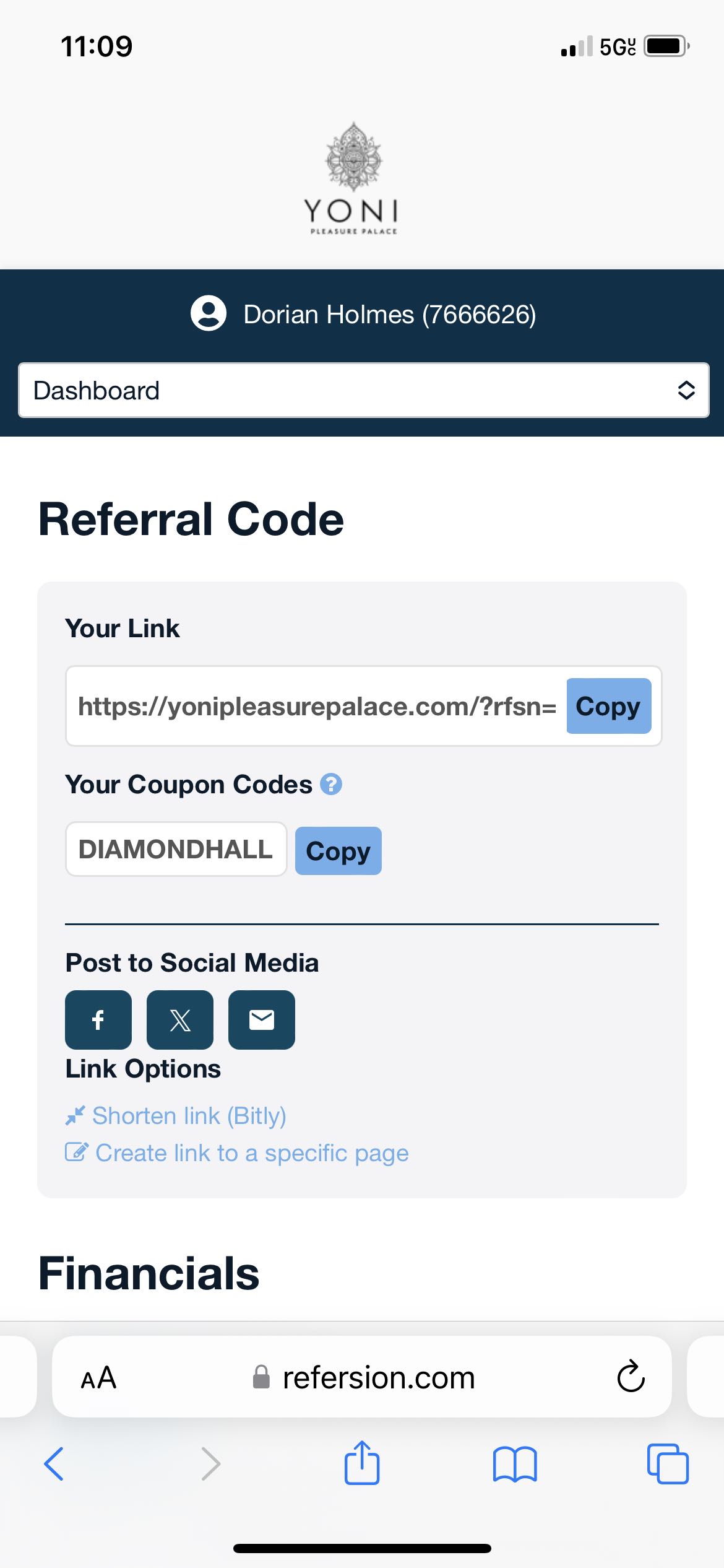 Yoni Pleasure Palace coupon verification screenshot
